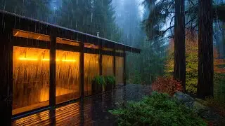 99% Instantly FALL ASLEEP with Heavy Rain & Thunderstorms for Sleeping on a Cozy Cabin in the Woods