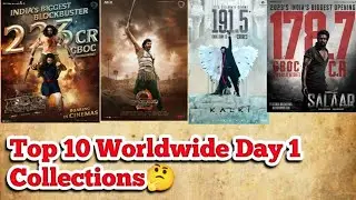 Top 10 Worldwide Day 1 Collections in Indian Cinema!💰 RRR, BB2, #Kalki #movie #adipurush #news