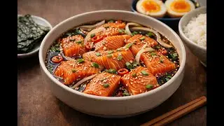 Soysauce marinated salmon - C&aacute; hồi ng&acirc;m tương