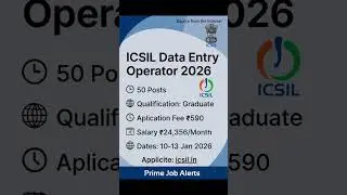 ICSIL Data Entry Operator 2026  50 Govt Jobs  Apply Online