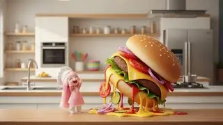 Tiny Girl vs GIANT Burger 😱🍔 (Wait for End)&rdquo;