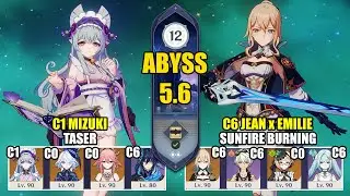 C1 Mizuki Taser & C6 Jean Emilie Sunfire Burning | Spiral Abyss 5.6 | Genshin Impact 【原神】