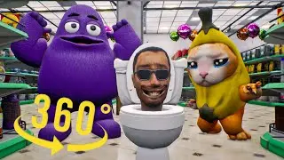 Skibidi Toilet Grimace Shake Banana Cat 360&deg; - Supermarket VR/360&deg; Experience | ACGame Animations