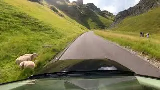 Driving through Winnats Pass in the Peak District