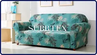 2 Piece Leaf Printing Stretchy Sofa Slipcovers(Blue) | Subrtex