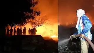 Massive Fire at plastic scrap market in Mundka