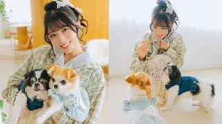 AKB48 佐藤綺星さんが愛犬・ルーク君＆レイアちゃんを連れて遊びにきてくれました！（月刊わんこ撮影オフショット） 