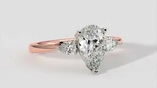 Pear Shape Diamond Ring With Pear Shape Side Diamonds In 18k Rose & White Gold &ndash; ADN