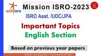 Important Topics in English Section | ISRO Assistant UDC JPA 2023