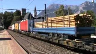 Freight Train loaded with Trucks (RoLa) Rollende Landstrasse (Highway on Rail)