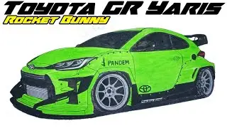 DRAWING A TOYOTA GR YARIS - Rocket Bunny