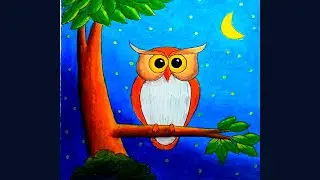 How To Draw An Owl Scenery | Owl Drawing |owl moonlight scenery drawing