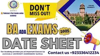 🎓 Punjab University B.A. Datasheet Announced! | EVision Academy Test Session 50% OFF! 🎓