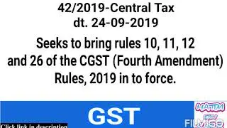 Notification no. 42/2019-Central Tax dt. 24-09-2019 , GST NOTIFICATION-HATIMEDUCARE | HATIMPRO123