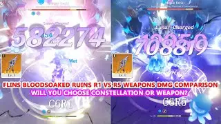 Flins Bloodsoaked Ruins R1 vs R5 Weapons DMG Comparison | Will you Choose Constellation or Weapon?