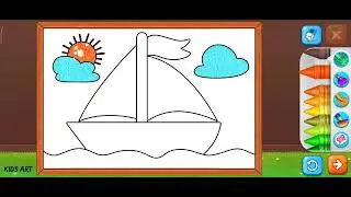 Frog umbrella & old ship art painting / kids art #kids #art