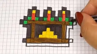 DIY | How to draw a Christmas Fireplace | Pixel Art Draw with me