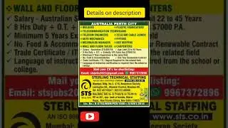 Jobs in Australia for Indian - Urgently required #australiajobs #europejob #job2023 #interview