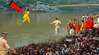 हरिद्वार गंगा नदी में स्नान के दौरान एक 20 साल की लड़की गंगा नदी में दौडने लगी 😱 फिर जो चमत्कार हुआ