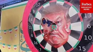Trump Dartboard, Other U.S.-Critical Imagery On Display During Iranian Revolution Celebration