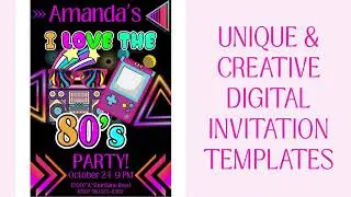 80's party invitation, 80's birthday party invite, 80's party printables, 80's party template invite