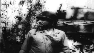 US 37th Division troops supported by airplanes and tanks move inland on Bougainvi...HD Stock Footage