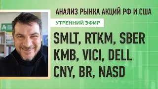 Анализ рынка акций РФ и США/ SMLT, RTKM, SBER, KMB, VICI, DELL/ CNY, BR, NASD