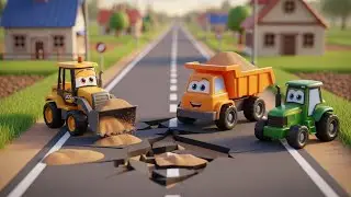 Mini JCB & Truck Fix the Broken Road 🚧 | Village Toy Road Repair | 3D Pixar Kids Video | Toy Videos 