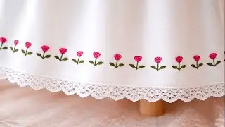 Easy Floral Border Hand Embroidery Tutorial | Simple Flower Design for Beginners