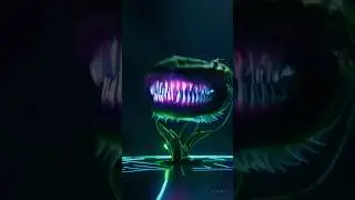 A glowing neon carnivorous plant.#NeonPlant #CyberpunkNature #FuturisticVisuals