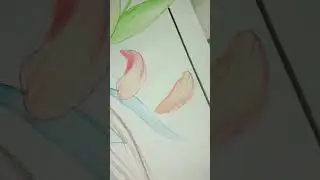 A touch of spring in art/ Anime girl with tulip drawing