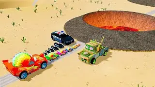 Big & Small McQueen & Police Car vs Zombie Mack  BeamNG.drive