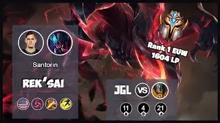 RANK 1 NA 1604 LP SANTORIN JUNGLE REK'SAI VS OLAF | LOL | S9 NA Challenger - Full Gameplay