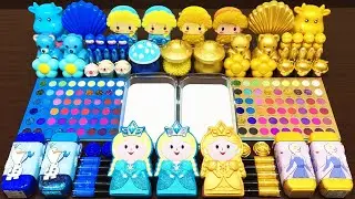 Yellow vs Blue Slime | Mixing Makeup and Glitter into Slime ASMR #823