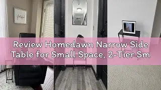 Review Homedawn Narrow Side Table for Small Space, 2-Tier Small End Table with Shelf Holder, Slim Ni