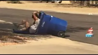 My neighbor billy goes dumpster diving in our trash bin