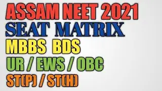 ASSAM NEET 2021 Seat Matrix | ASSAM State Merit List 2021| AD vlogs
