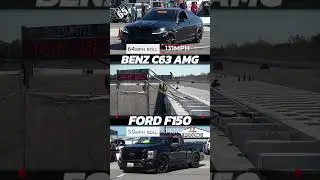 Ford F150 vs Benz C63 AMG 65mph Roll Start @ Pocono Raceway
