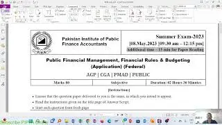 Pakistan national budget deficit causes and recommendations PIPFA online summer 2023 solved paper