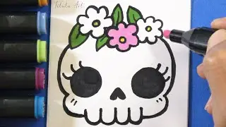 How to Draw a Girly Skull | Easy Cute Drawings