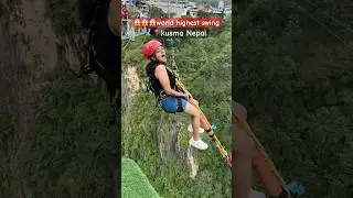 😱😱 😱Beautiful girl ❤️❤️what a swing 📍kusma nepal #world #highest #swing #kusma #nepal #adventure