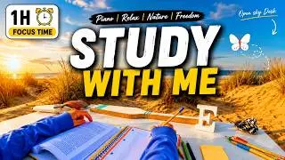 Entre las dunas / Estudia conmigo 1 hora con música relajante / POMODORO 🏖️