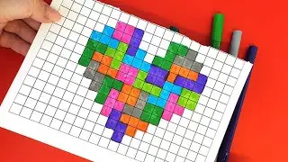 How to draw a heart. Pixel drawing.