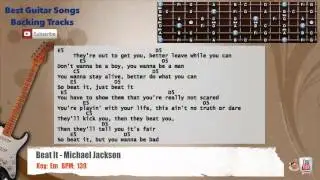 🎸 Beat It - Michael Jackson Guitar Backing Track with scale, chords and lyrics
