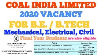 Coal India Recruitment 2020 | official Notification | Latest Job Updates