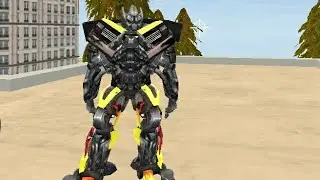 Robot yellow car attack the police,tanks and all robots (robot shark 2)