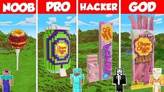Chupa Chups Candy Build Battle Challenge - Noob vs Pro vs Hacker vs God - Minecraft Animation