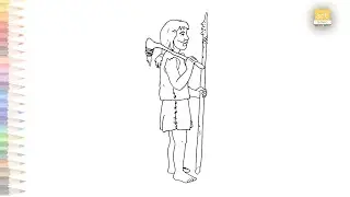 Homo erectus with a spear drawings video | Primate drawing | How to draw Homo erectus step by step