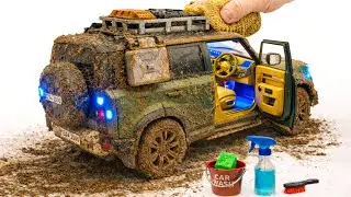 The surreal cleaning process of a 1:23 Defender Car After an Extreme Off-Road Adventure🔥