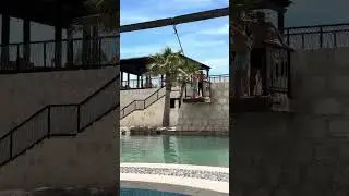 Solomon survived the rope swing! #pool #vacation